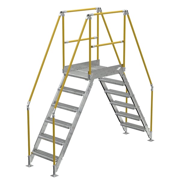 Vestil 6 Step Galvanized Steel Cross-Over Ladder 104"x102.5" 500lb Capacity COL-6-56-23-HDG - main